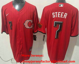 Men's Cincinnati Reds #7 Spencer Steer Red 2026 City Connect Stadium Jersey