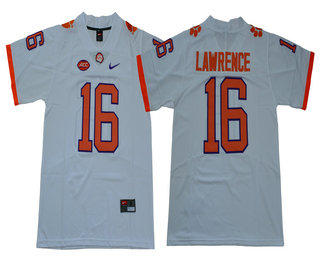 Men's Clemson Tigers #16 Trevor Lawrence White Stitched NCAA Nike 2018 College Football Jersey