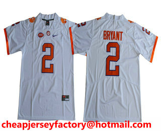 Men's Clemson Tigers #2 Kelly Bryant White Stitched NCAA Nike 2017 College Football Jersey