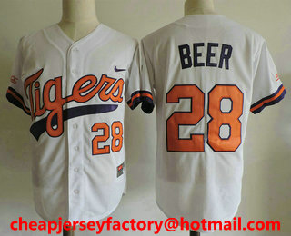 Men's Clemson Tigers #28 Seth Beer White College Baseball Stitched Nike NCAA Jersey