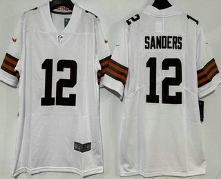 Men's Cleveland Browns #12 Shedeur Sanders Limited White Vapor Jersey