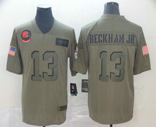 Men's Cleveland Browns #13 Odell Beckham Jr. NEW Olive 2019 Salute To Service Stitched NFL Nike Limited Jersey