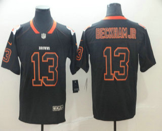 Men's Cleveland Browns #13 Odell Beckham Jr 2018 Black Lights Out Color Rush Stitched NFL Nike Limited Jersey