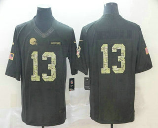 Men's Cleveland Browns #13 Odell Beckham Jr Black Anthracite 2016 Salute To Service Stitched NFL Nike Limited Jersey
