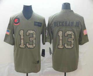 Men's Cleveland Browns #13 Odell Beckham Jr Olive Camo 2019 Salute To Service Stitched NFL Nike Limited Jersey