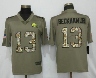 Men's Cleveland Browns #13 Odell Beckham Jr Olive With Camo 2017 Salute To Service Stitched NFL Nike Limited Jersey