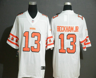 Men's Cleveland Browns #13 Odell Beckham Jr White 2019 NEW Team Logo Vapor Untouchable Stitched NFL Nike Limited Jersey