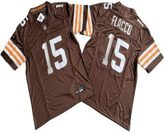Men's Cleveland Browns #15 Joe Flacco Limited Brown FUSE Vapor Jersey