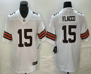 Men's Cleveland Browns #15 Joe Flacco White 2022 NEW Vapor Untouchable Stitched Nike Limited Jersey