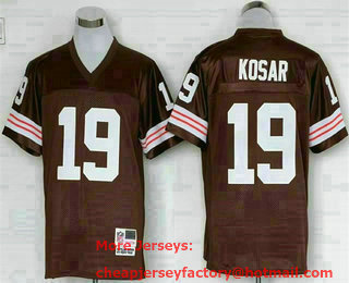 Men's Cleveland Browns #19 Bernie Kosar Brown Throwback Stitched Jersey