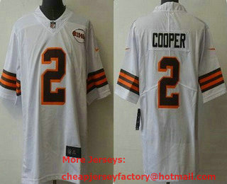 Men's Cleveland Browns #2 Amari Cooper 75TH Patch 1946 White 2021 Vapor Untouchable Stitched NFL Nike Limited Jersey