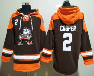 Men's Cleveland Browns #2 Amari Cooper Brown Ageless Must Have Lace Up Pullover Hoodie