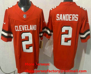 Men's Cleveland Browns #2 Shedeur Sanders Limited Orange FUSE Vapor Jersey