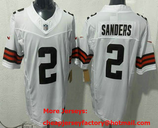 Men's Cleveland Browns #2 Shedeur Sanders Limited White FUSE Vapor Jersey