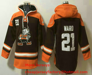 Men's Cleveland Browns #21 Denzel Ward Brown Ageless Must Have Lace Up Pullover Hoodie
