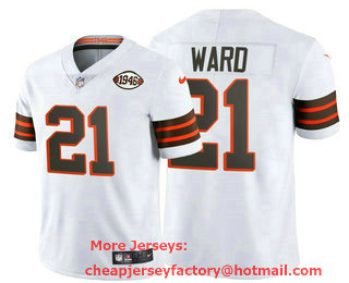 Men's Cleveland Browns #21 Denzel Ward White 1946 Collection Vapor Stitched Football Jersey