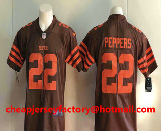 Men's Cleveland Browns #22 Jabrill Peppers Brown 2016 Color Rush Stitched NFL Nike Limited Jersey
