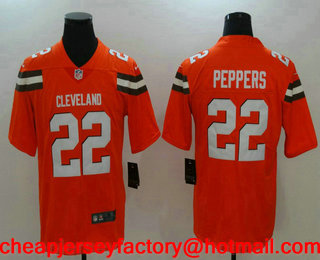Men's Cleveland Browns #22 Jabrill Peppers Orange 2017 Vapor Untouchable Stitched NFL Nike Limited Jersey