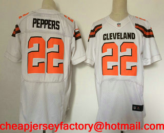 Men's Cleveland Browns #22 Jabrill Peppers White Road Stitched NFL Nike Elite Jersey
