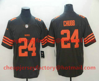 Men's Cleveland Browns #24 Nick Chubb Brown 2016 Color Rush Stitched NFL Nike Limited Jersey