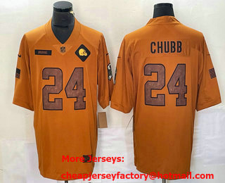 Men's Cleveland Browns #24 Nick Chubb Brown 2023 Salute To Service Limited Stitched Jersey