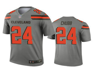 Men's Cleveland Browns #24 Nick Chubb Gray Inverted Legend Jersey