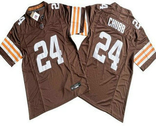 Men's Cleveland Browns #24 Nick Chubb Limited Brown FUSE Vapor Jersey