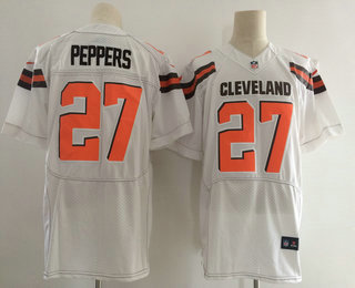Men's 2017 NFL Draft Cleveland Browns #27 Jabrill Peppers White Road Stitched NFL Nike Elite Jersey
