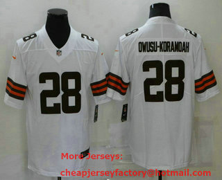 Men's Cleveland Browns #28 Jeremiah Owusu Koramoah White 2020 NEW Vapor Untouchable Stitched NFL Nike Limited Jersey