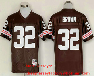 Men's Cleveland Browns #32 Jim Brown Brown Throwback Stitched Jersey