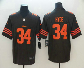 Men's Cleveland Browns #34 Carlos Hyde Brown 2016 Color Rush Stitched NFL Nike Limited Jersey
