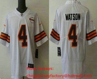 Men's Cleveland Browns #4 Deshaun Watson 75TH Patch 1946 White 2021 Vapor Untouchable Stitched NFL Nike Limited Jersey