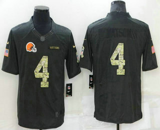 Men's Cleveland Browns #4 Deshaun Watson Black Anthracite 2016 Salute to Service Stitched NFL Nike Limited Jersey