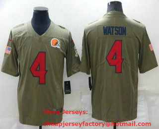Men's Cleveland Browns #4 Deshaun Watson Olive 2017 Salute To Service Stitched NFL Nike Limited Jersey