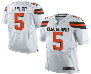 Men's Cleveland Browns #5 Tyrod Taylor White Road Stitched NFL Nike Elite Jersey