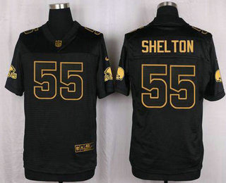 Men's Cleveland Browns #55 Danny Shelton Black Stitched NFL Elite Pro Line Gold Collection Jersey