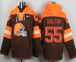 Men's Cleveland Browns #55 Danny Shelton Brown Player Pullover NFL Hoodie