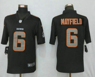 Men's Cleveland Browns #6 Baker Mayfield Black 2018 Fashion Impact Black Color Rush Stitched NFL Nike Limited Jersey