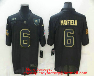 Men's Cleveland Browns #6 Baker Mayfield Black 2020 Salute To Service Stitched NFL Nike Limited Jersey