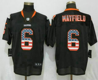 Men's Cleveland Browns #6 Baker Mayfield Black USA Flag Fashion Stitched NFL Nike Elite Jersey