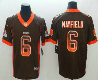 Men's Cleveland Browns #6 Baker Mayfield Brown 2018 Fashion Drift Color Rush Stitched NFL Nike Limited Jersey