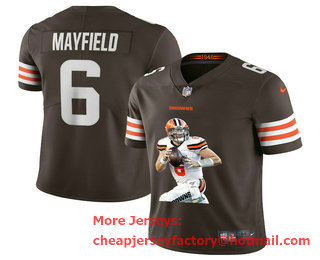 Men's Cleveland Browns #6 Baker Mayfield Brown Brown Player Portrait Edition 2020 Vapor Untouchable Stitched NFL Nike Limited Jersey 2