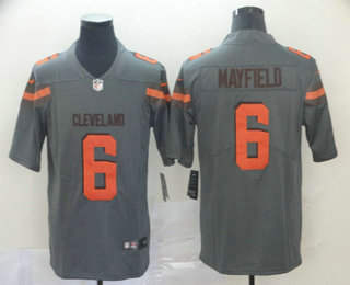 Men's Cleveland Browns #6 Baker Mayfield Grey 2019 Inverted Legend Stitched NFL Nike Limited Jersey