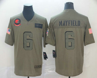 Men's Cleveland Browns #6 Baker Mayfield NEW Olive 2019 Salute To Service Stitched NFL Nike Limited Jersey