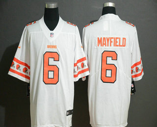 Men's Cleveland Browns #6 Baker Mayfield White 2019 NEW Team Logo Vapor Untouchable Stitched NFL Nike Limited Jersey