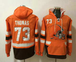 Men's Cleveland Browns #73 Joe Thomas NEW Orange Pocket Stitched NFL Pullover Hoodie