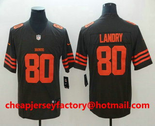 Men's Cleveland Browns #80 Jarvis Landry Brown 2016 Color Rush Stitched NFL Nike Limited Jersey