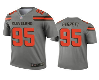 Men's Cleveland Browns #95 Myles Garrett Gray Inverted Legend Jersey