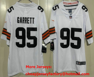 Men's Cleveland Browns #95 Myles Garrett Limited White Vapor Jersey