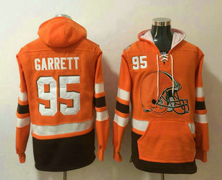 Men's Cleveland Browns #95 Myles Garrett NEW Orange Pocket Stitched NFL Pullover Hoodie